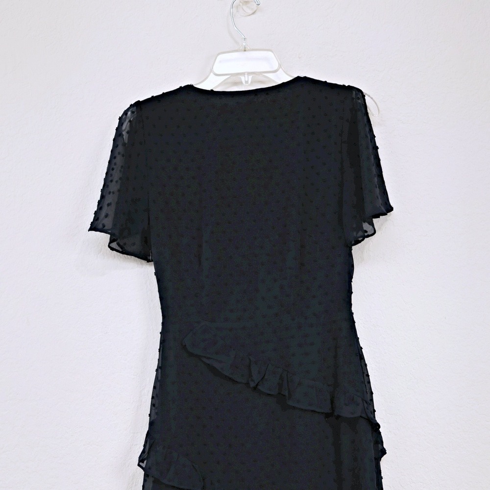 NWT Lulus Next To You Swiss Dot Ruffle Surplice Slit V-Neck Midi‎ Dress Navy XS - Picture 11 of 15